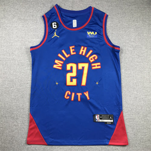 Maglia da basket versione blu annuncio dei Nuggets 27 Murray della 23a stagione con 6 logo