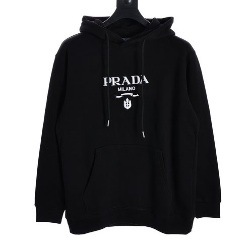 Felpa PRADA con cappuccio con logo ricamato sul petto