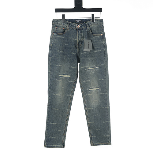 Jeans lavati Balenciaga BLCG 23Fw con lettera iconica