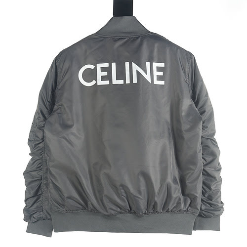 Giacca bomber da baseball in cotone con stampa lettera Celine CE sul retro