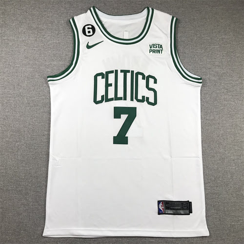 Celtics No. 7 Brown White Basketball Jersey with 6 Logo