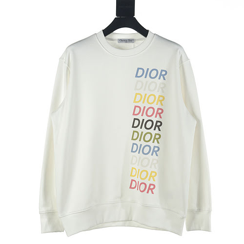 Felpa girocollo Dior CD 23FW con logo colorato stampato