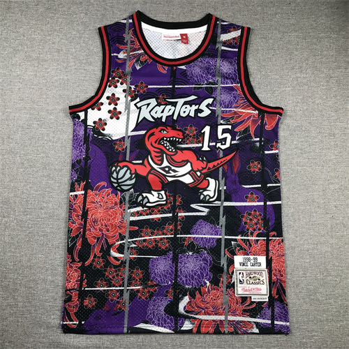 Maglia da basket retrò Mitchell MV Raptors n. 15 Carter Year of the Rabbit in edizione limitata