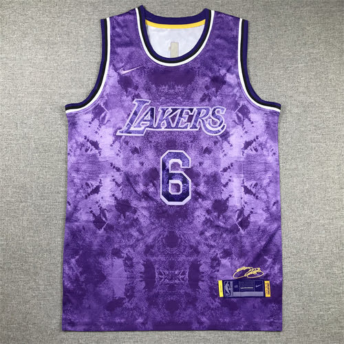 Maglia da basket Lakers No 6 James Flower Purple edizione selezionata