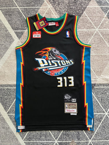 Pistons 313 Horse Head SHADY Black Basketball Jersey