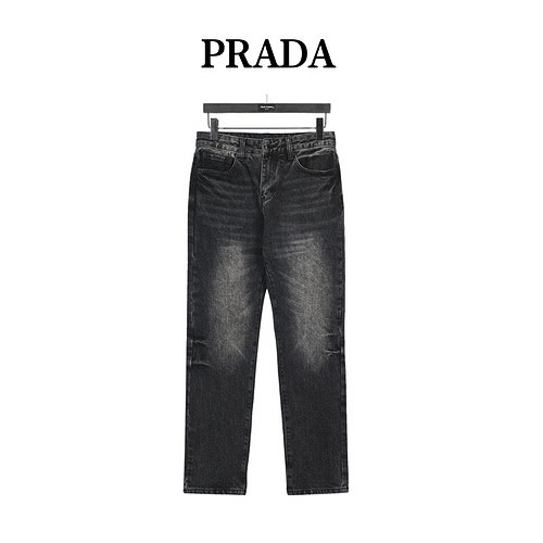 PradaJeans Prada 23Fw con logo a triangolo in rilievo lavato a rilievo