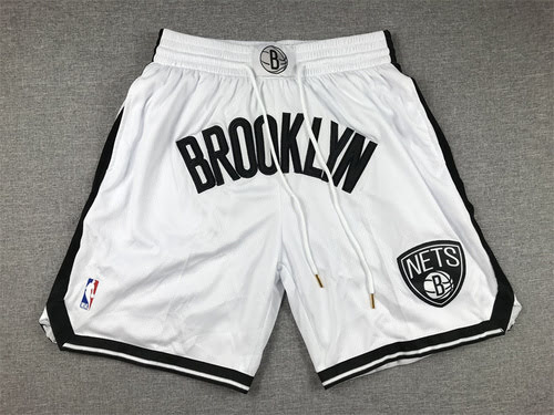 Pocket version of Nets regular white basketball pants Justin juston