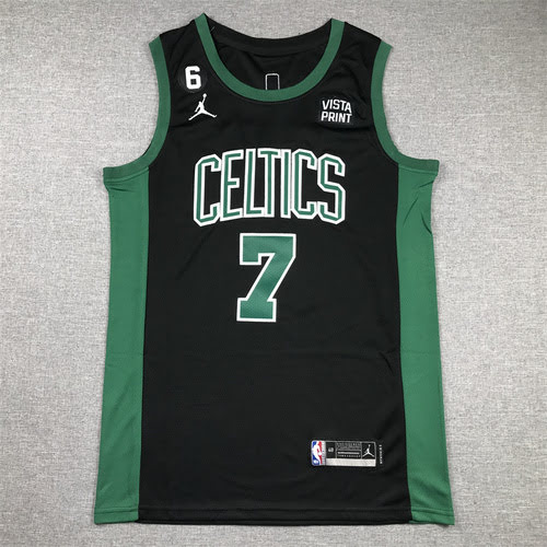 Maglia da basket Celtics n. 7 marrone nera con 6 logo