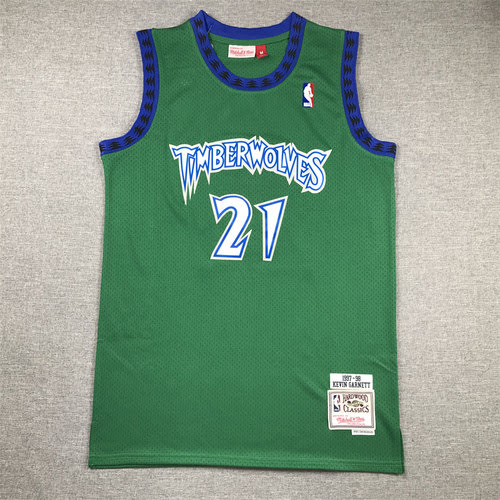 Timberwolves No. 21 Garnett Classic Retro Green