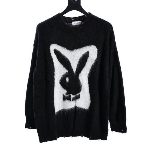 Maglione girocollo Saint Laurent YSL 23ss mohair coniglietto distrutto