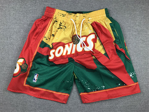 Versione tascabile Pantaloni da basket Supersonics Swingman verdi e rossi Justin juston