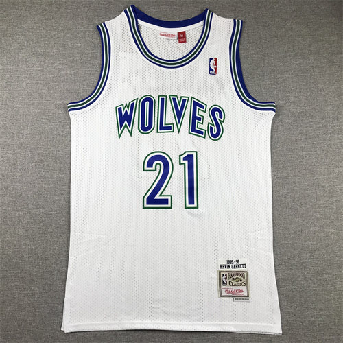 Timberwolves No. 21 Garnett Classic Retro White