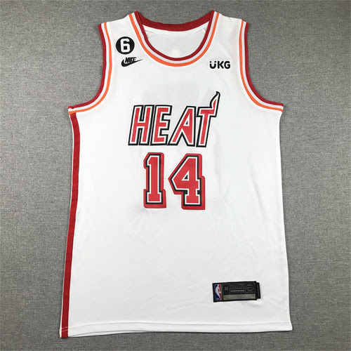Heat 14 Hiero classic white basketball jersey with 6 logo