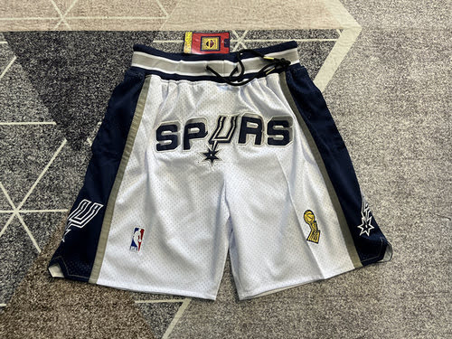 Spurs white basketball shorts juston pocket version