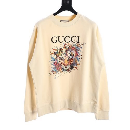 GUCCI felpa girocollo con stampa leoni colorati arcobaleno