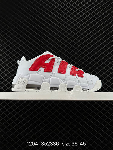 8 AMBUSH x Nike Air More Uptempo Low Large AIR Pippen Bianco e rosso Design articolato pesante basat