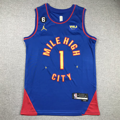 23rd season Nuggets No. 1 Porter Blue Announcement Basketball Jersey with 6 logo