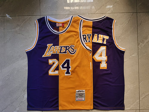 Divise da basket abbinate ai colori viola e gialli dei Lakers 24 Kobe Bryant