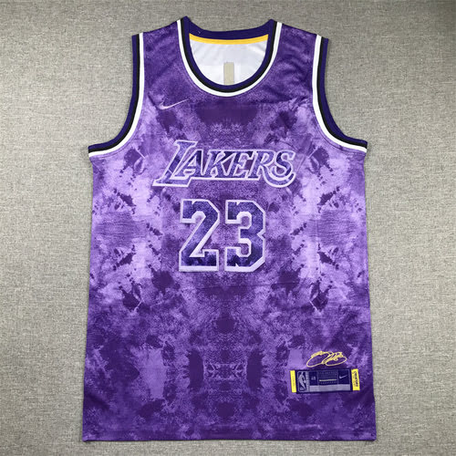 Maglia da basket Lakers No 23 James Flower Purple edizione selezionata