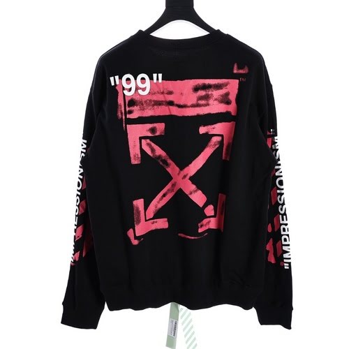 OFF WHITE CO VIRGIL 19FW 99 felpa girocollo con stampa graffiti freccia rosa