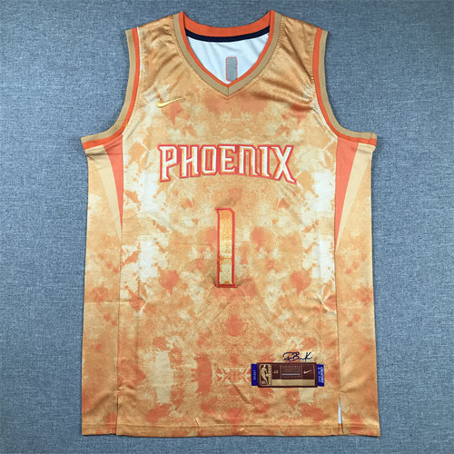 Suns No. 1 Booker select Edition Golden Yellow Basketball Jersey