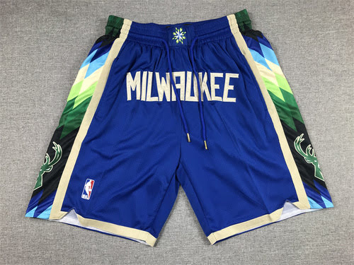 Pocket version 23 season Bucks city version blue basketball pants