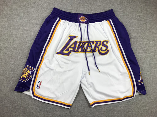 Versione Justin Pocket Pantaloni da basket abbinati regolari bianchi dei Lakers