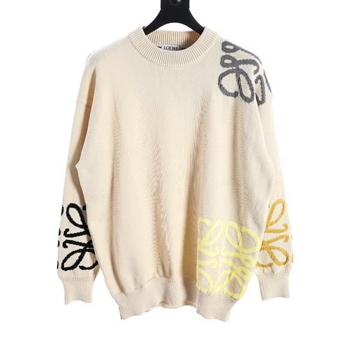 Maglione girocollo in jacquard con logo classico patch LOEWE