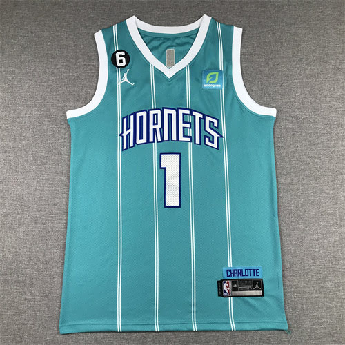 Maglia da basket Hornets No 1 Ball Sky Blue Nuova generazione 6 standard