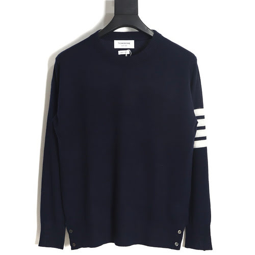 Maglione girocollo TB 23FW in lana pregiata blu navy