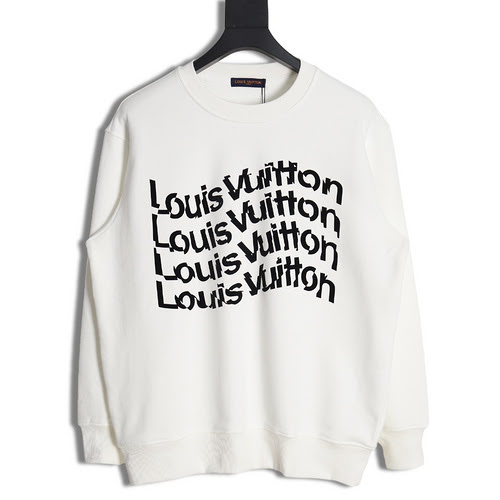 Felpa girocollo LV Louis Vuitton 23FW con stampa di lettere intrecciate