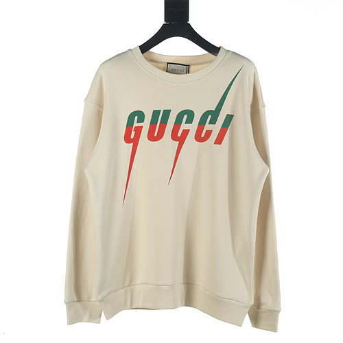 Felpa girocollo Gucci GUC 19Fw con stampa lettere fulmini