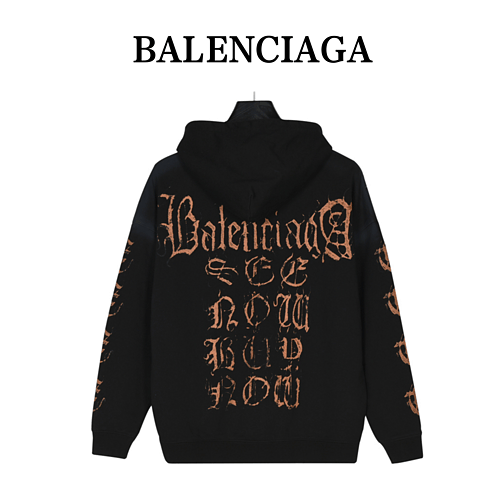 BLCGBalenciaga 23Fw Giacca in felpa con cerniera fangosa stampata in sanscrito