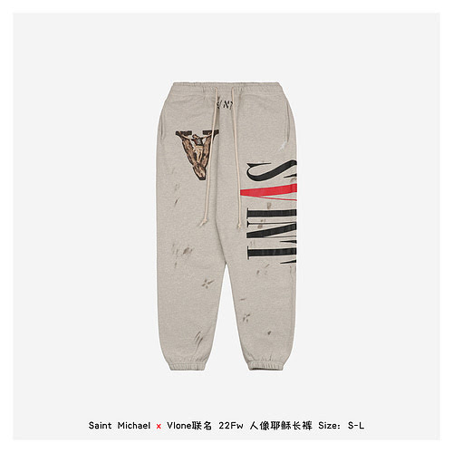 SaintMichael x Vlone joint 22Fw ritratto Pantaloni di Gesù