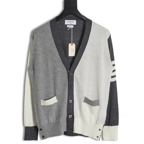 Cardigan TB 23FW in lana fine bianco sporco