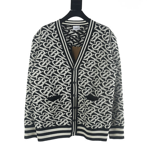 Cardigan maglione jacquard Burberry BBR 23Fw allover BT