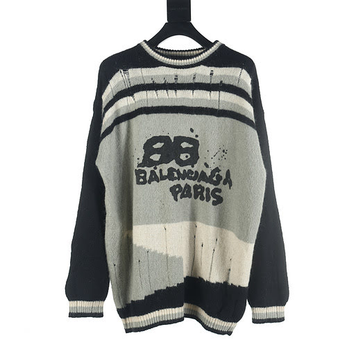 Maglione Balenciaga BLCG doppia B lettera graffiti caldo color block