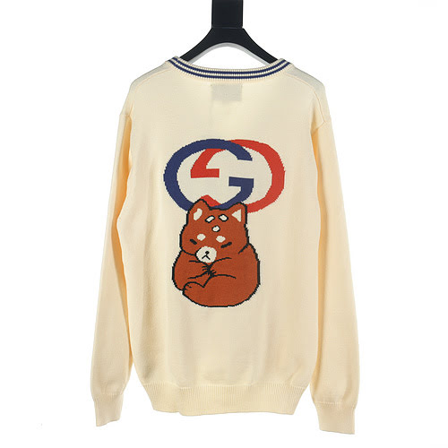 GucciGucci GUC 23Fw cardigan maglione con orso cartoon sul retro