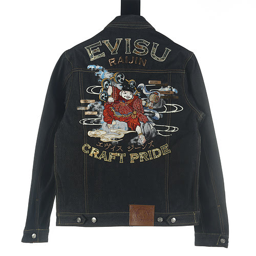 Giacca in denim ricamato Evisu 福神 24fw Thor