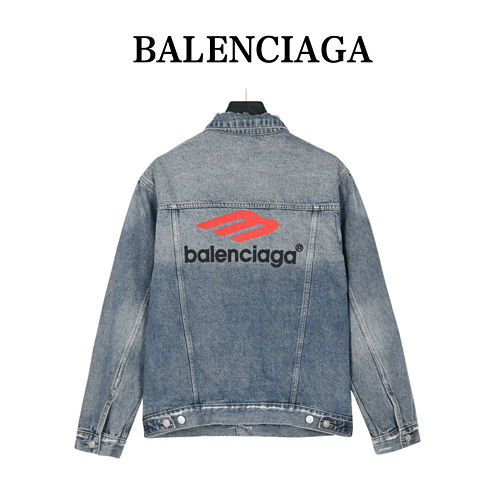 BLCGBalenciaga 23Fw giacca in denim grande 3B SPORTS ICON ricamata