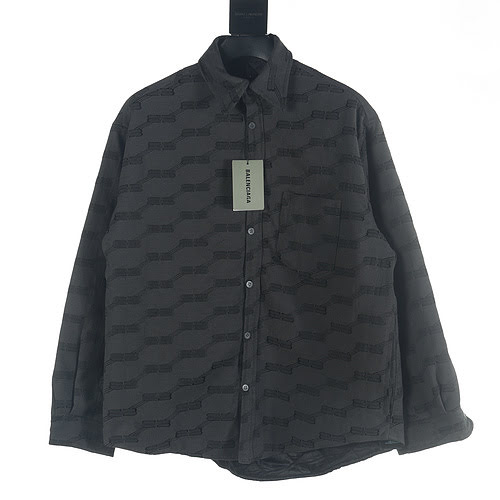 Balenciaga BLCG 23FW nuova giacca in cotone con camicia con risvolto jacquard con chiusura doppia B 