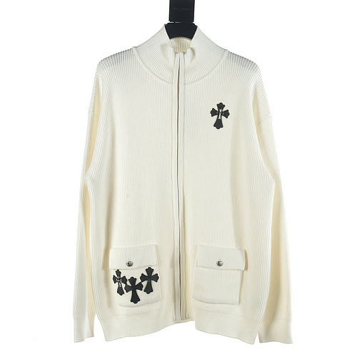 Maglione cardigan con zip decorato con croce Croix Heart CH