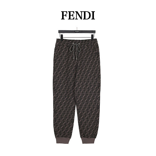 Pantaloni della tuta FendiFendi 23Fw con elemento Double F e logo allover