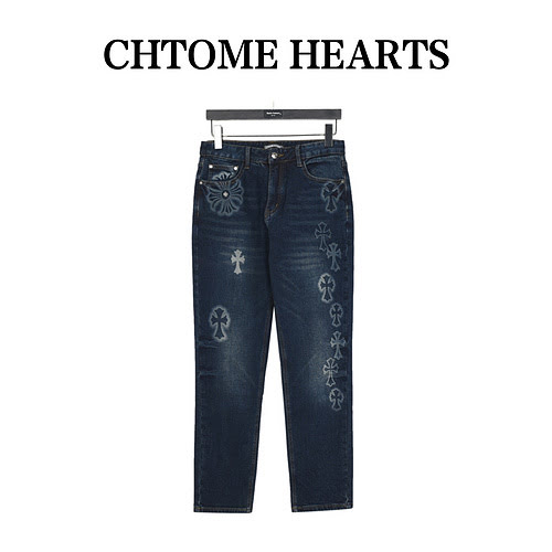 Pantaloni in denim incrociati multipli CHCro Heart