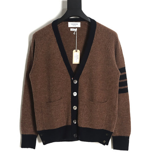 Maglione cardigan in lana color block TB 23FW