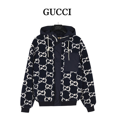 GucciGiacca Gucci 23Fw GG in tessuto felpato jacquard in lana d'agnello