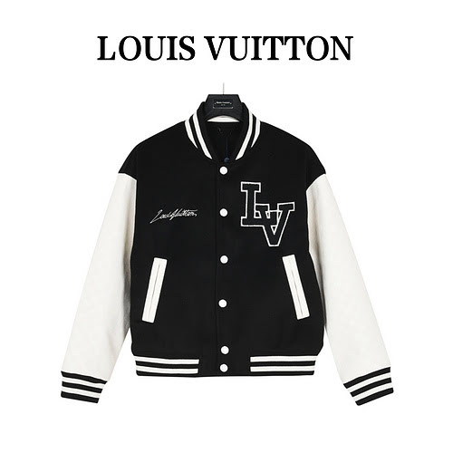 Giacca da baseball LVLouis Vuitton 23Fw con maniche in pelle