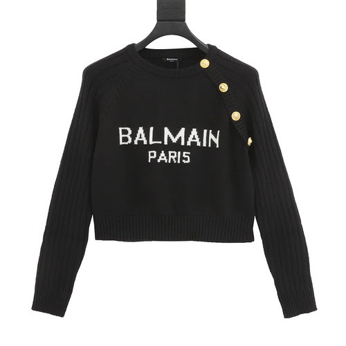 BALMAIN Balmain 23SS 23FW maglione da donna girocollo con design classico con lettera e fibbia in me