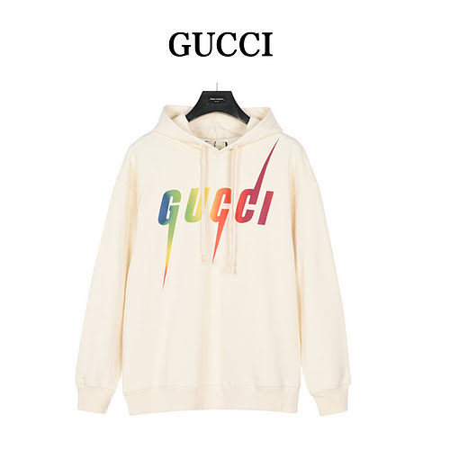 Felpa con cappuccio con stampa fulmini sfumati arcobaleno GcciGucci 23ss