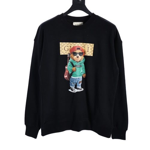 GUCCIGucci Autunno e Inverno Nuovo Stile Guitar Bear Stampa Maniche Lunghe